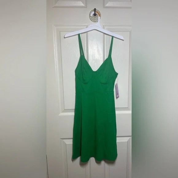 Green Knit Ribbed Mini Dress - Picture 4 of 7